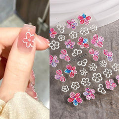 5D Flower Nail Stickers Embossed Stereoscopic Nail Decals Self-adhesive Decals