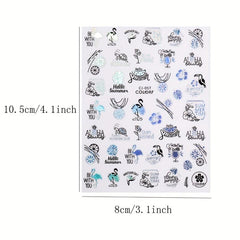 Summer Nail Sticker Starfish Beach Sea Tropical Coconut Tree Flower Slider