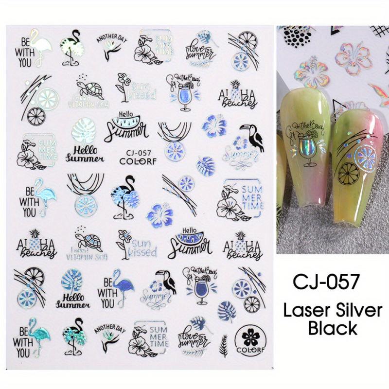Summer Nail Sticker Starfish Beach Sea Tropical Coconut Tree Flower Slider