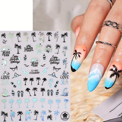 Summer Nail Sticker Starfish Beach Sea Tropical Coconut Tree Flower Slider