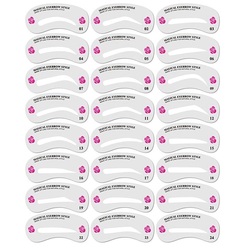 Eyebrow Stencil Makeup Beauty Tool 24 Sheets Set
