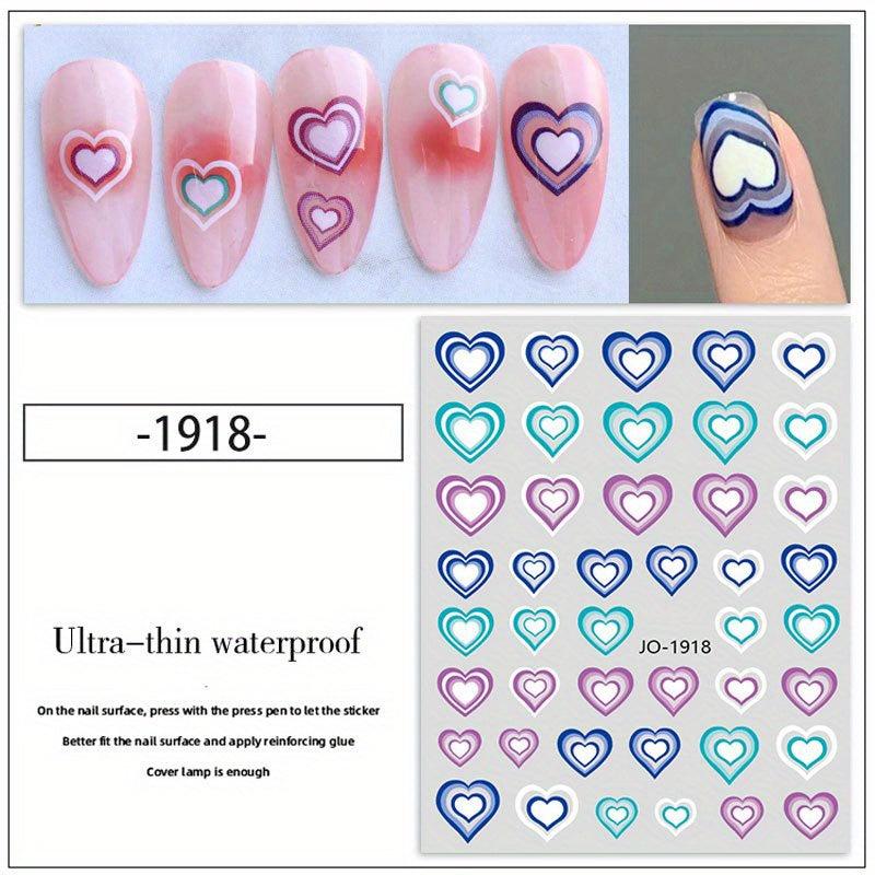 Spring Summer Gradient Love Heart Nail Stickers