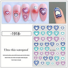 Spring Summer Gradient Love Heart Nail Stickers