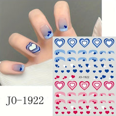 Spring Summer Gradient Love Heart Nail Stickers