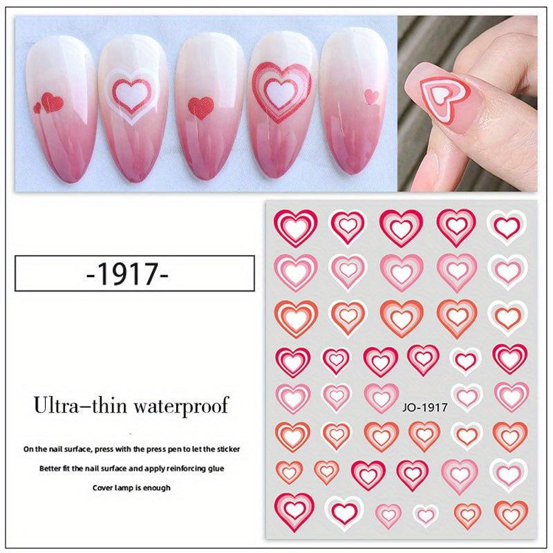Spring Summer Gradient Love Heart Nail Stickers