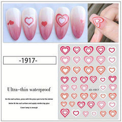 Spring Summer Gradient Love Heart Nail Stickers