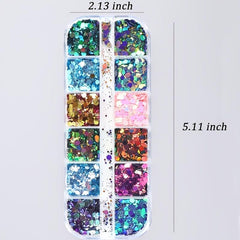 Y2K Laser Nail Sequins Colorful Nail Glitters for DIY Nail Art