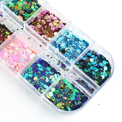 Y2K Laser Nail Sequins Colorful Nail Glitters for DIY Nail Art