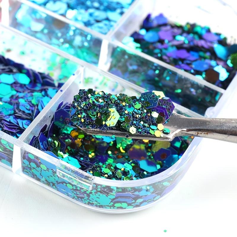 Y2K Laser Nail Sequins Colorful Nail Glitters for DIY Nail Art
