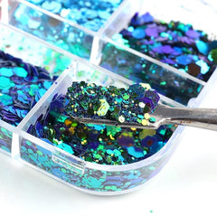Y2K Laser Nail Sequins Colorful Nail Glitters for DIY Nail Art
