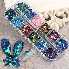 Y2K Laser Nail Sequins Colorful Nail Glitters for DIY Nail Art