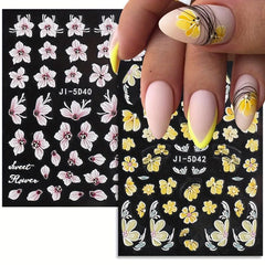 Colorful Flower Nail Art Stickers 5D Embossed Osmanthus Camellia Nail Art Decals