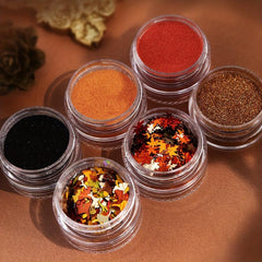 Fall Nail Glitter Powder Kit - Maple & Ginkgo Leaf Holo Sequins Flakes