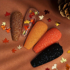 Fall Nail Glitter Powder Kit - Maple & Ginkgo Leaf Holo Sequins Flakes