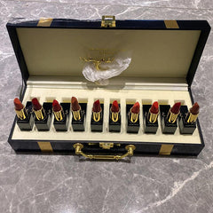 10-Piece Moisturizing Lipstick Set in Wooden Box - Nude Lip Gloss Collection
