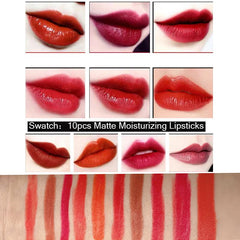 10-Piece Moisturizing Lipstick Set in Wooden Box - Nude Lip Gloss Collection