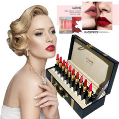 10-Piece Moisturizing Lipstick Set in Wooden Box - Nude Lip Gloss Collection
