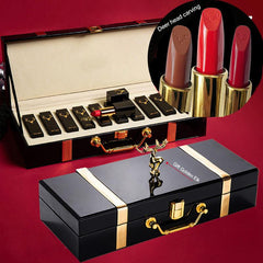 10-Piece Moisturizing Lipstick Set in Wooden Box - Nude Lip Gloss Collection