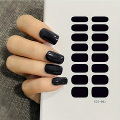 Solid Retro Nail Wraps Self Adhesive Gel Nail Strips