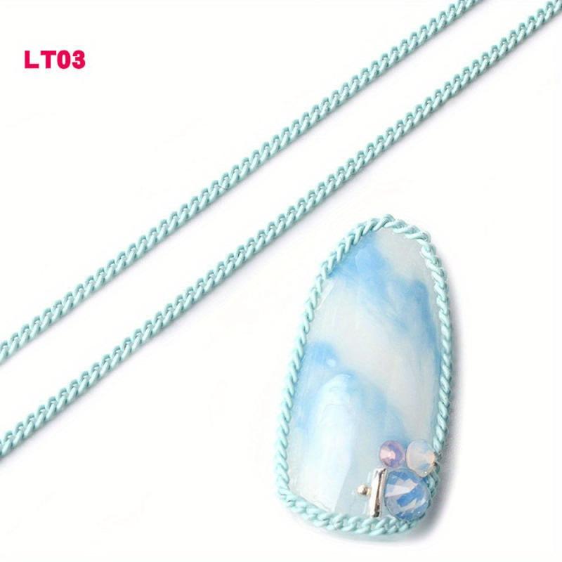 3D Metallic Nail Art Stickers Thin Chain for DIY Nail Decoration