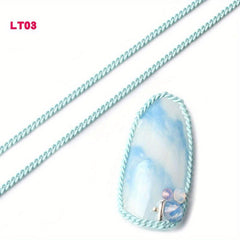3D Metallic Nail Art Stickers Thin Chain for DIY Nail Decoration