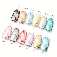 3D Metallic Nail Art Stickers Thin Chain for DIY Nail Decoration
