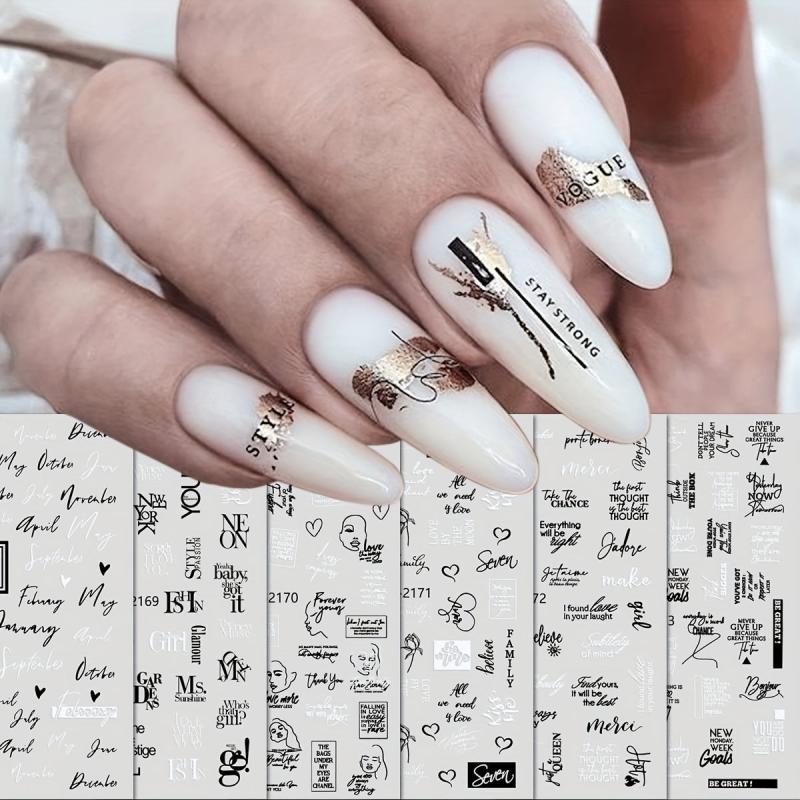 6 Sheets French Nail Art Stickers Self Adhesive Pegatinas for Nail Designs