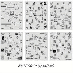 6 Sheets French Nail Art Stickers Self Adhesive Pegatinas for Nail Designs