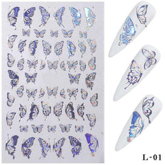 Spring Summer Nail Art Metal Sticker Decal Golden Silver Butterfly