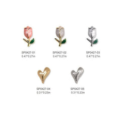 10 Pcs Alloy Tulip Nail Ornament 3D Flower Nail Charms