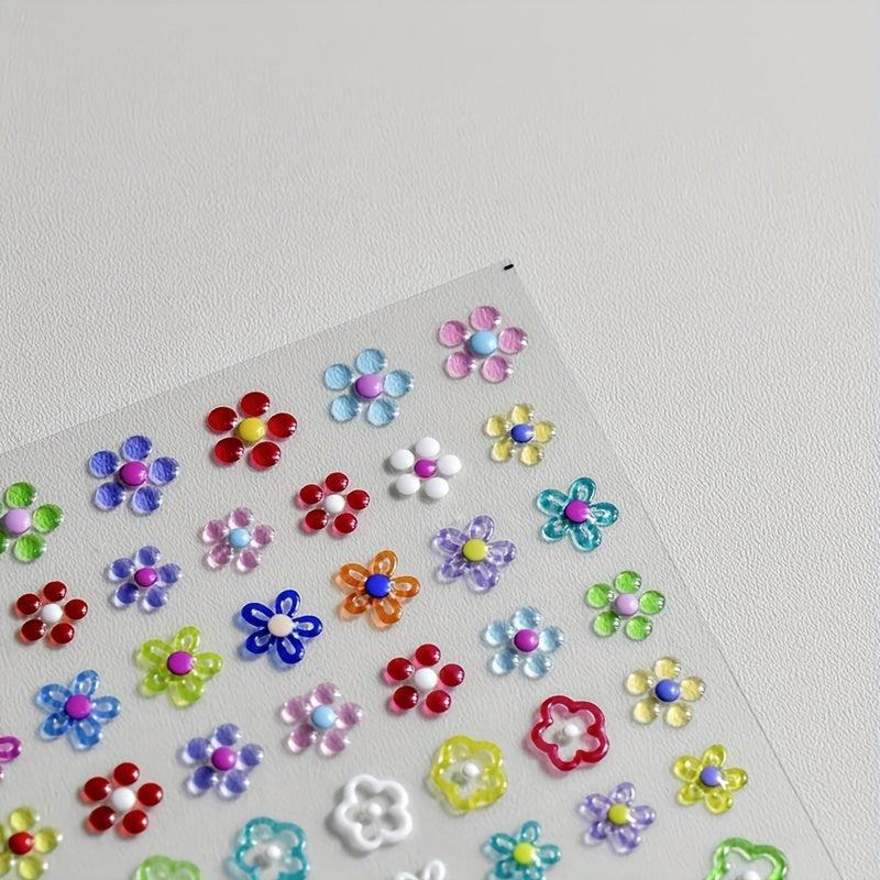 5D Embossed Daisy Nail Art Stickers Self Adhesive Nail Art