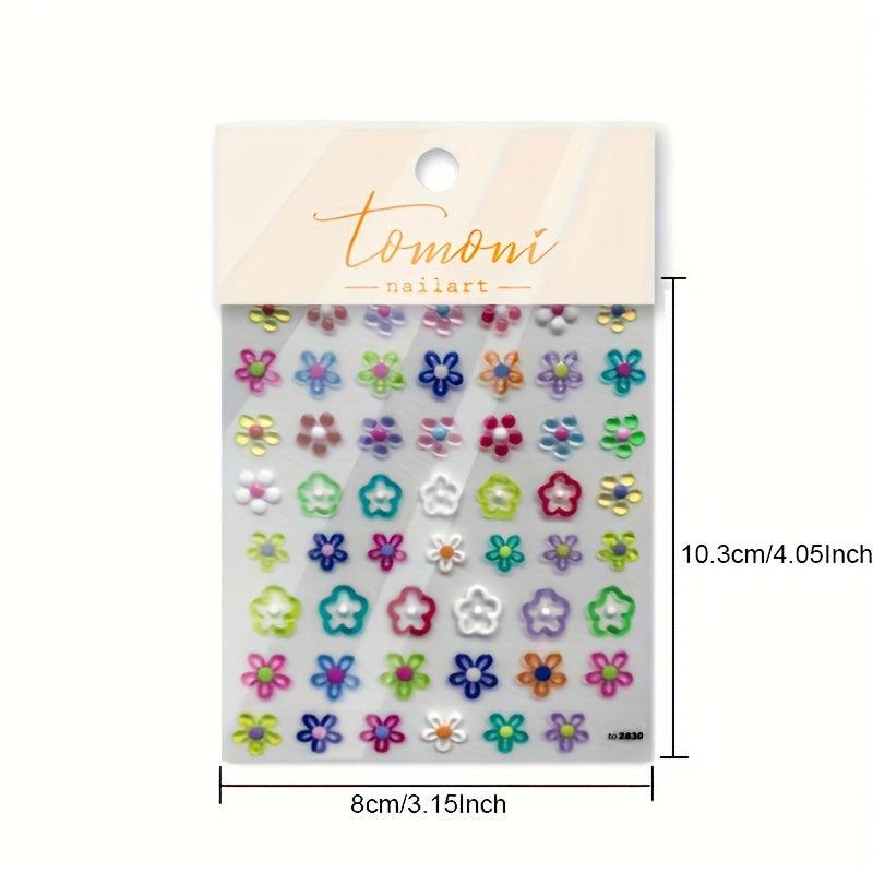 5D Embossed Daisy Nail Art Stickers Self Adhesive Nail Art