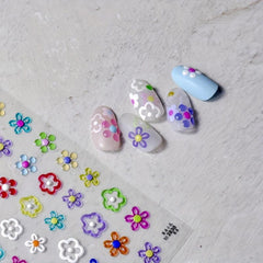 5D Embossed Daisy Nail Art Stickers Self Adhesive Nail Art