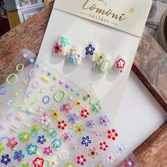 5D Embossed Daisy Nail Art Stickers Self Adhesive Nail Art