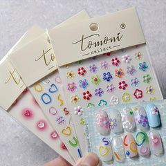 5D Embossed Daisy Nail Art Stickers Self Adhesive Nail Art