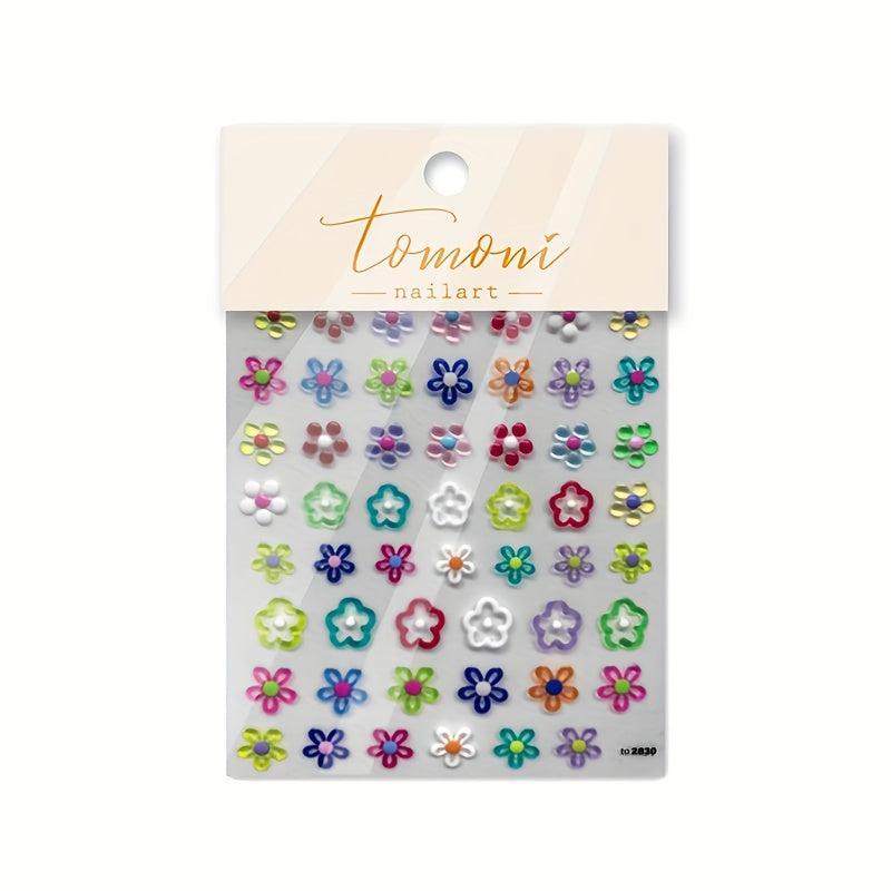5D Embossed Daisy Nail Art Stickers Self Adhesive Nail Art