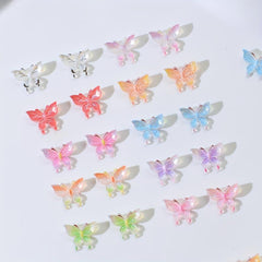 30pcs 3D Acrylic Butterfly Nail Charms Set - Luminous Resin Nail Art Decorations