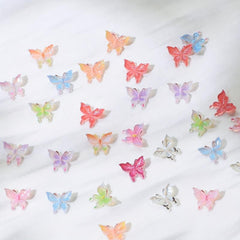 30pcs 3D Acrylic Butterfly Nail Charms Set - Luminous Resin Nail Art Decorations