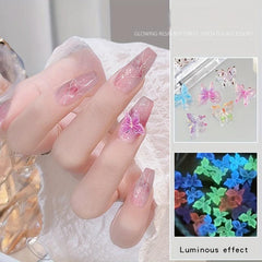 30pcs 3D Acrylic Butterfly Nail Charms Set - Luminous Resin Nail Art Decorations