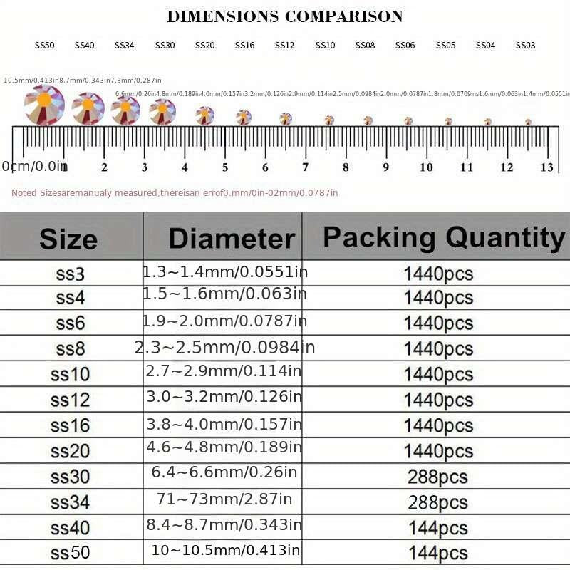 Mixed Sizes Crystal Flat Back Nail Diamonds Rhinestones