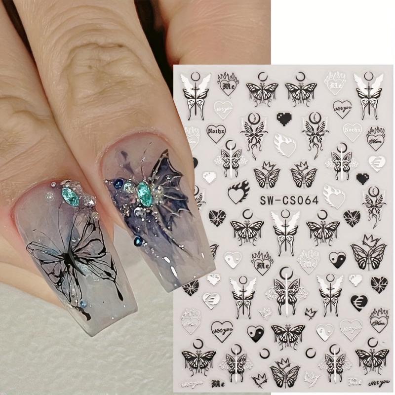 Butterfly Moon Nail Art Stickers for Acrylic Nails