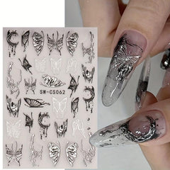 Butterfly Moon Nail Art Stickers for Acrylic Nails