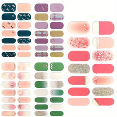 5 Sheets Glitter Gradient Marble Nail Strips with Glass Nail File