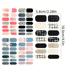 5 Sheets Glitter Gradient Marble Nail Strips with Glass Nail File