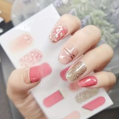 5 Sheets Glitter Gradient Marble Nail Strips with Glass Nail File
