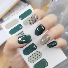5 Sheets Glitter Gradient Marble Nail Strips with Glass Nail File