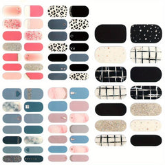 5 Sheets Glitter Gradient Marble Nail Strips with Glass Nail File