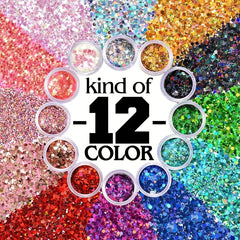 12 Colors Holographic Chunky Nail Art Glitter 120g