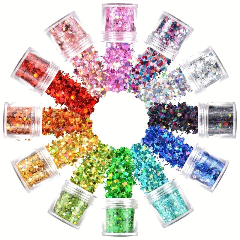 12 Colors Holographic Chunky Nail Art Glitter 120g