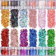 12 Colors Holographic Chunky Nail Art Glitter 120g